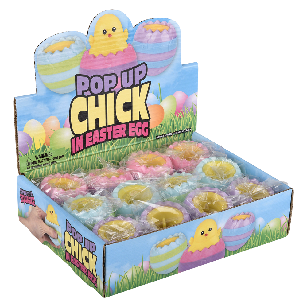 SQUEEZY POP UP HATCHING CHICK 3" 12/DISP