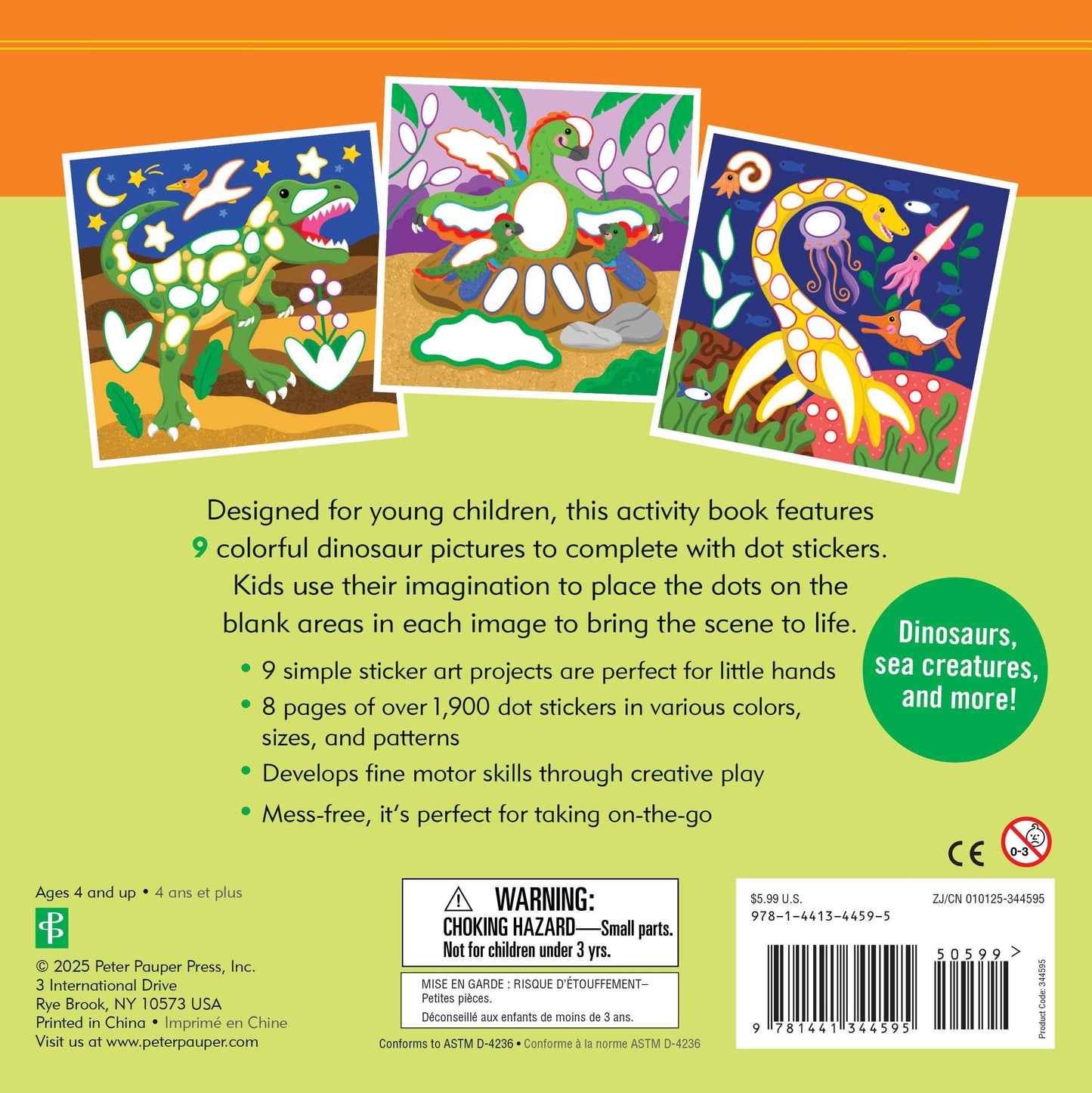 Color-By-Dots Sticker Book - Dinosaurs