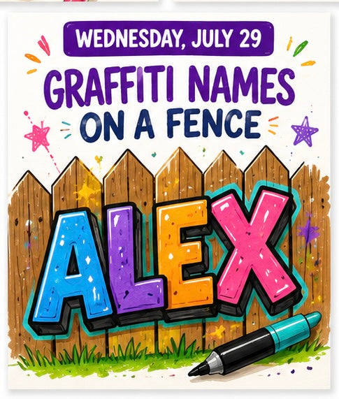 Event: Graffiti Names on a Fence - July 29