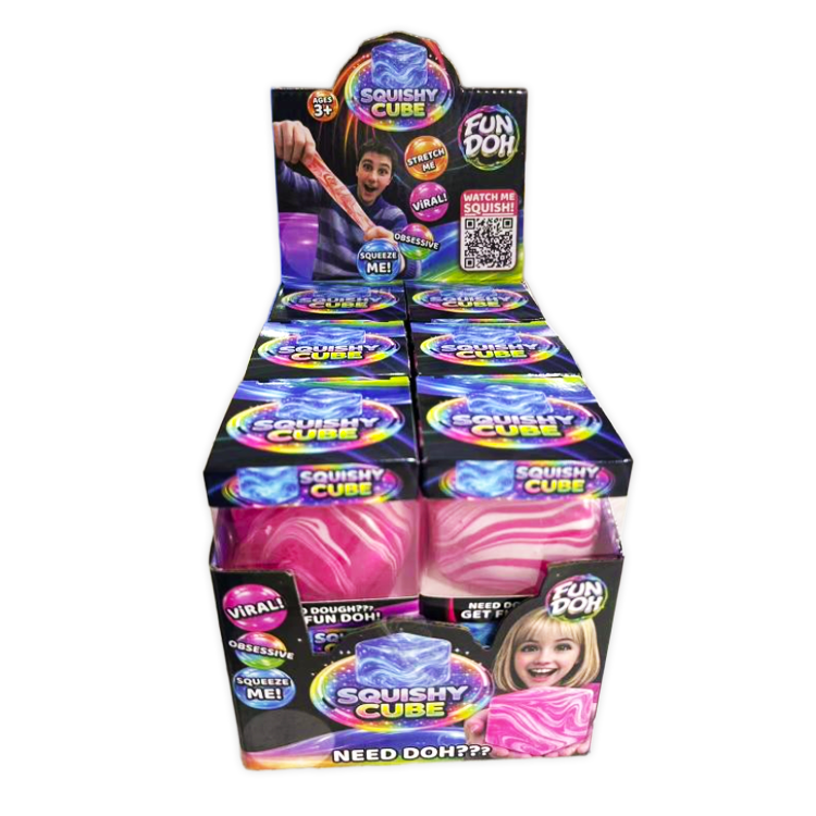 Fun Doh Swirl Squishy Cubes Viral Assortment - 12/Display