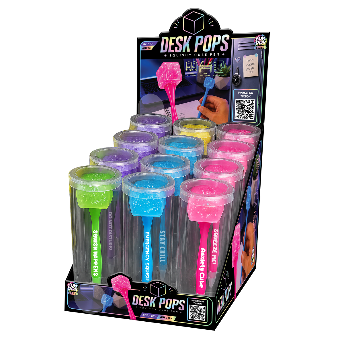 Fun Doh Desk Pops Squishy Cube Pen Assortment
