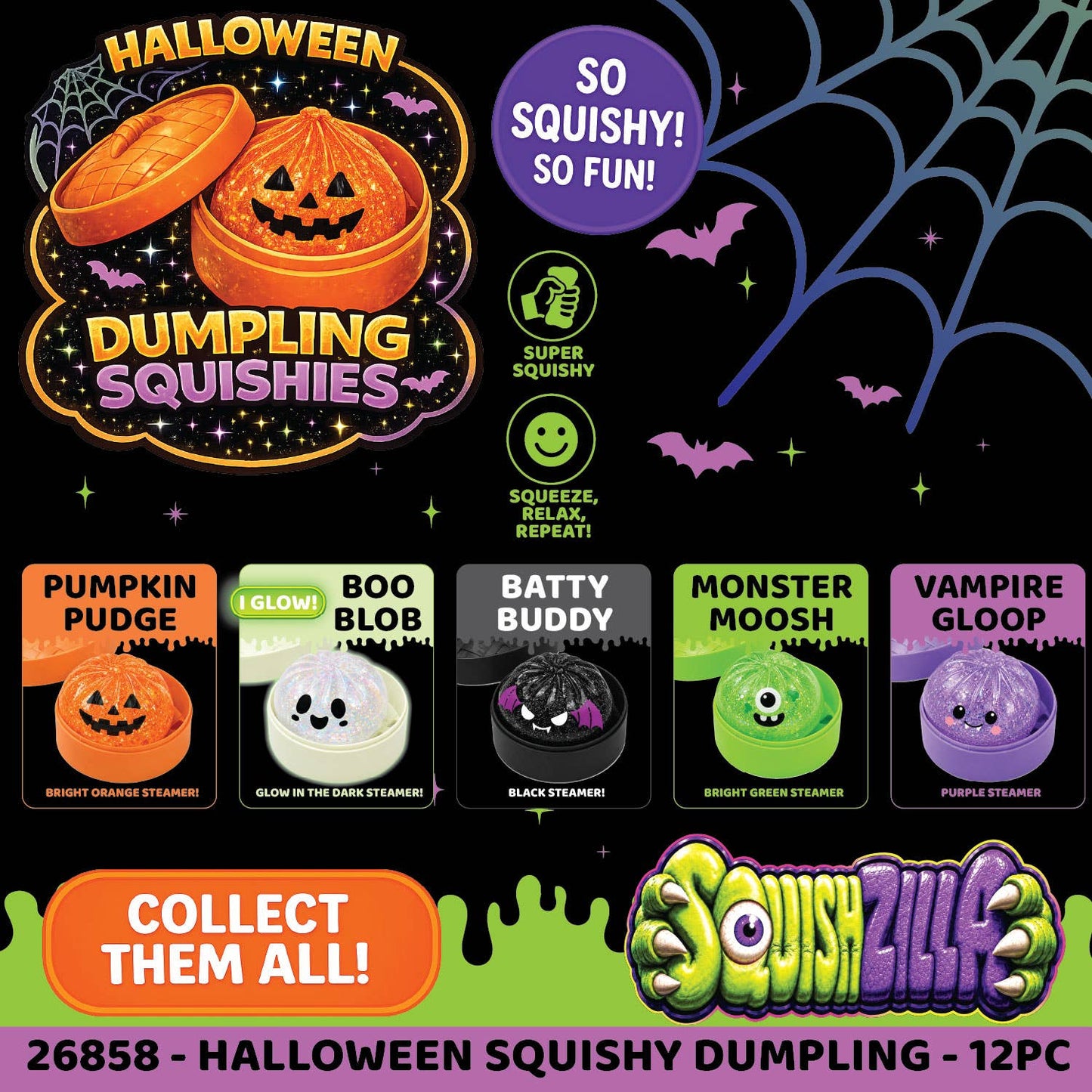 Fun Doh Halloween Dumpling Squishy Toy - 12/Display