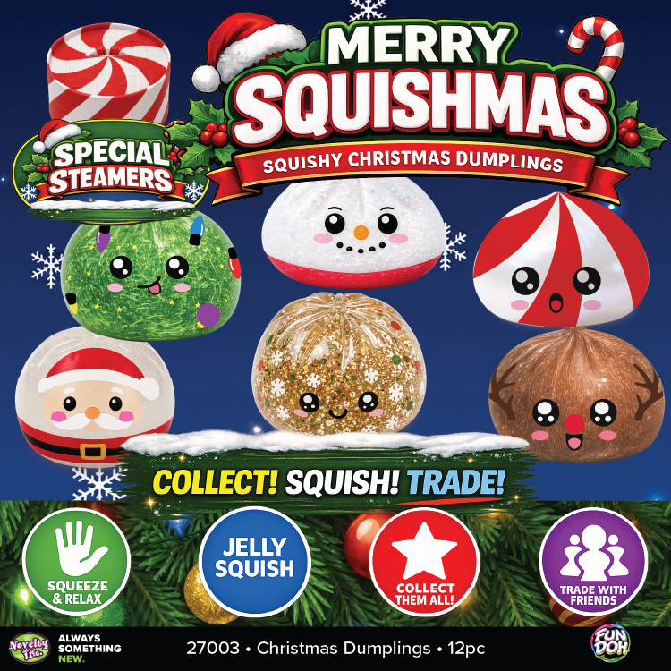 Fun Doh Christmas Dumpling Squishy Toy 12pc Holiday Display