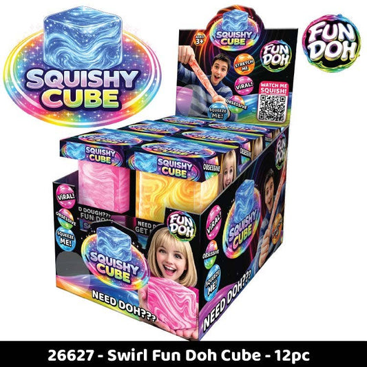 Fun Doh Swirl Squishy Cubes Viral Assortment - 12/Display