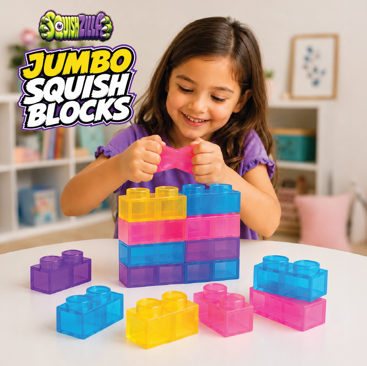 Fun Doh JUMBO Squish Blocks Building Sensory Toy - 6/Display