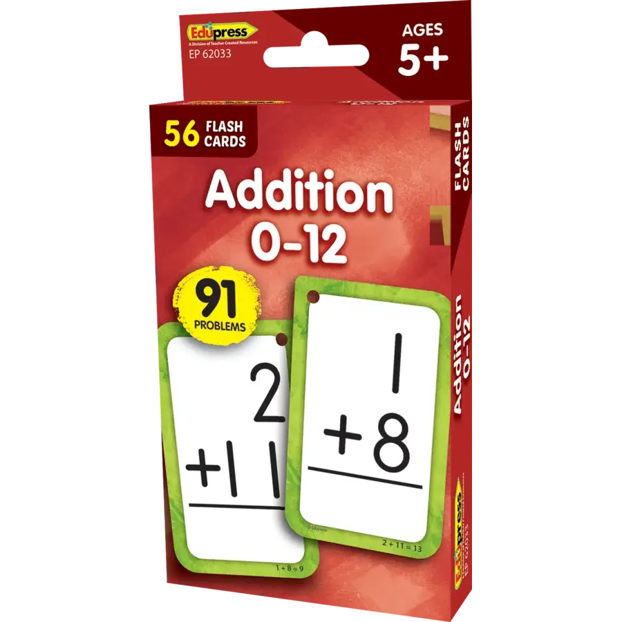 Addition 0–12 Flash Cards