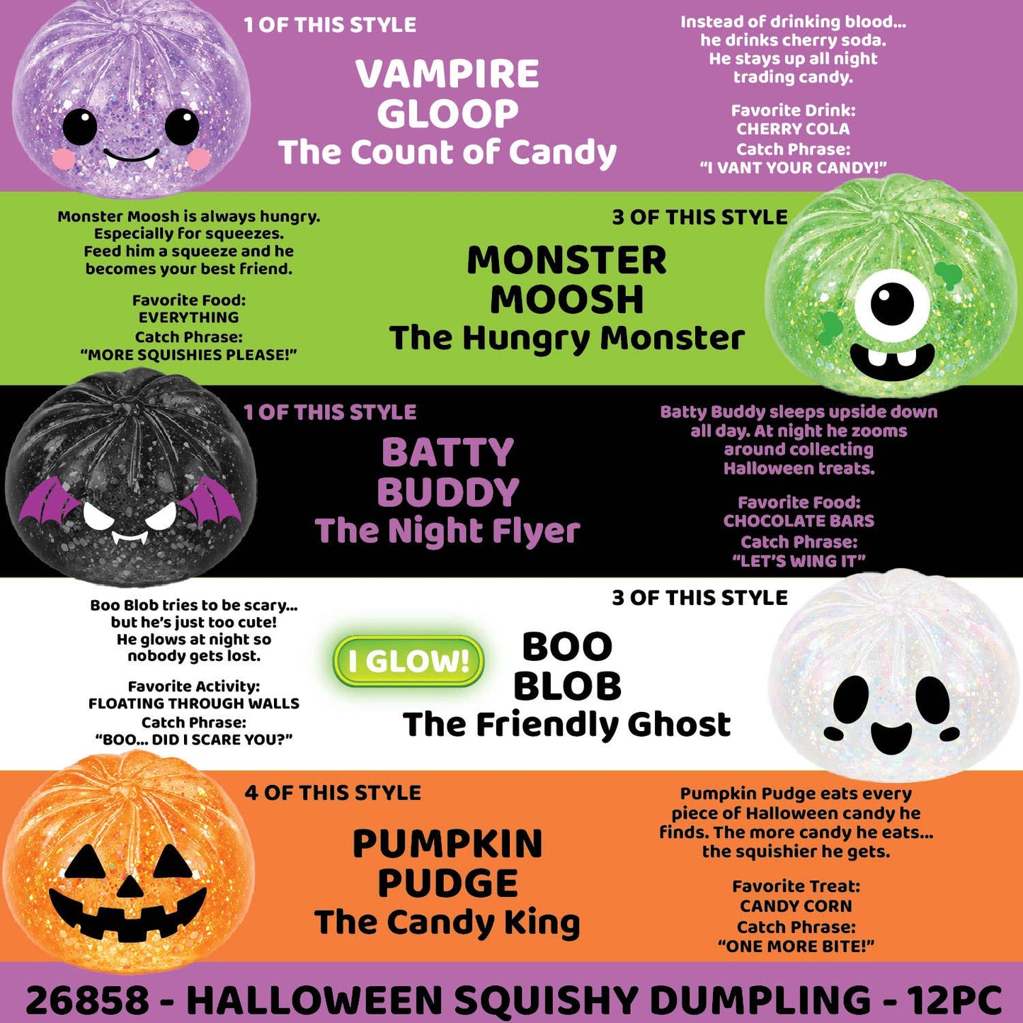 Fun Doh Halloween Dumpling Squishy Toy - 12/Display